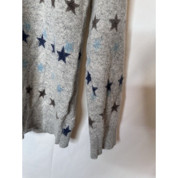 CHARTER CLUB LUXURY CASHMERE M SWEATER CREW NECK GREY stars  PULLOVER pretty - Picture 5 of 8